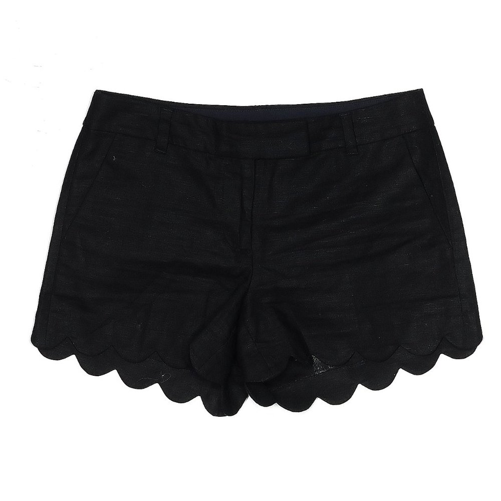 J. Crew scallop hem linen-blend shorts, size 4, black, EUC - Picture 2 of 2